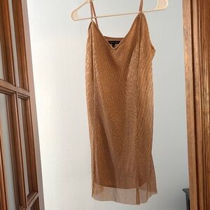 Kendall & Kylie Shimmering Gold Midi Dress